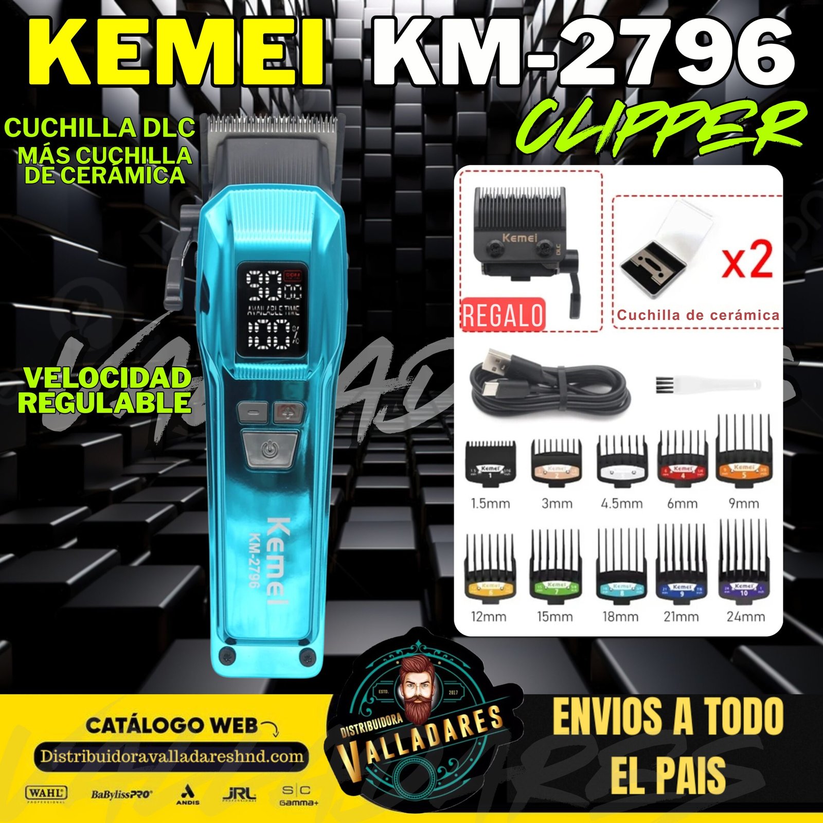 Kemei clipper Km 2796 más cuchilla extra GRATIS