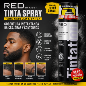 Espray temporal para cabello y barba color negro