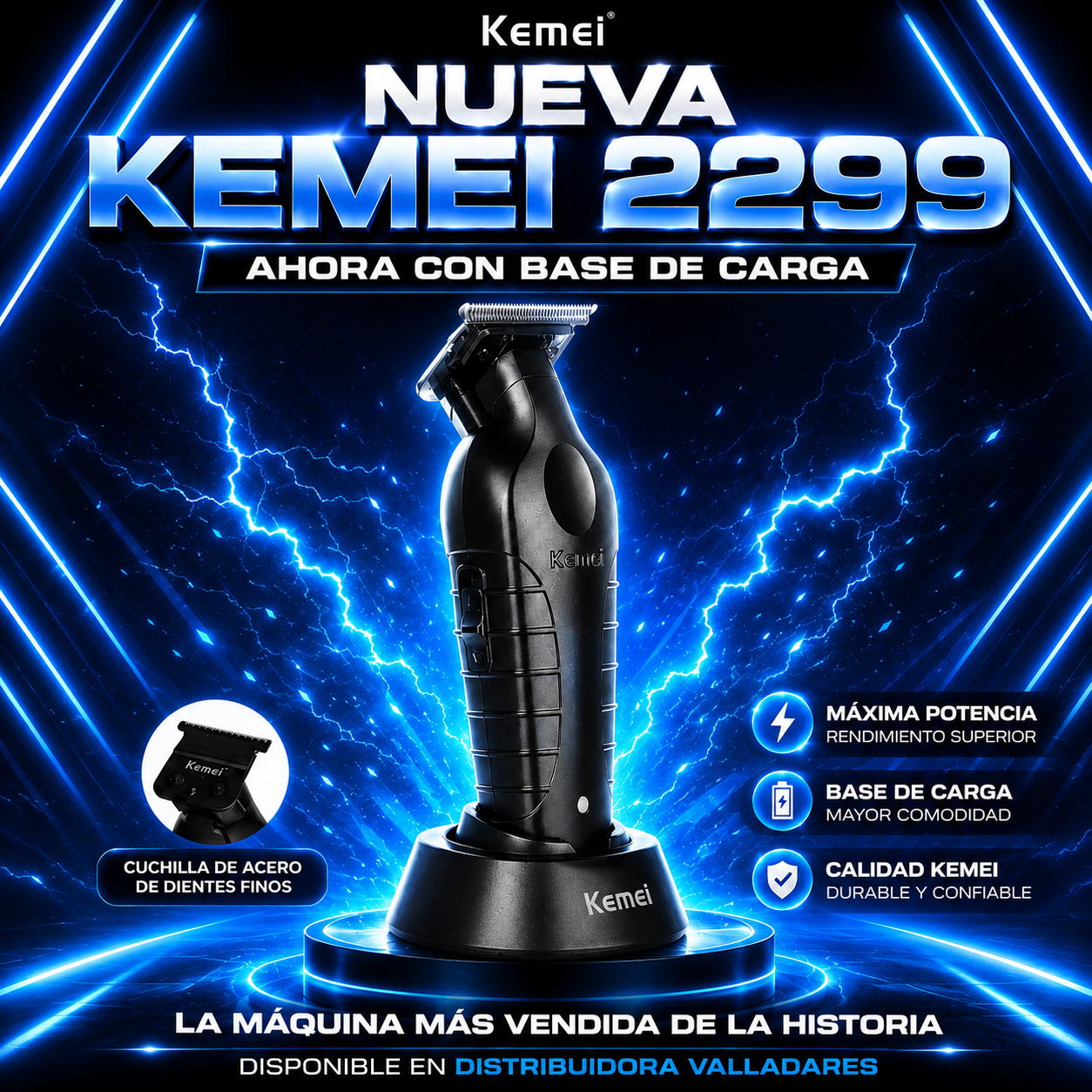 Kemei 2299 con base de carga