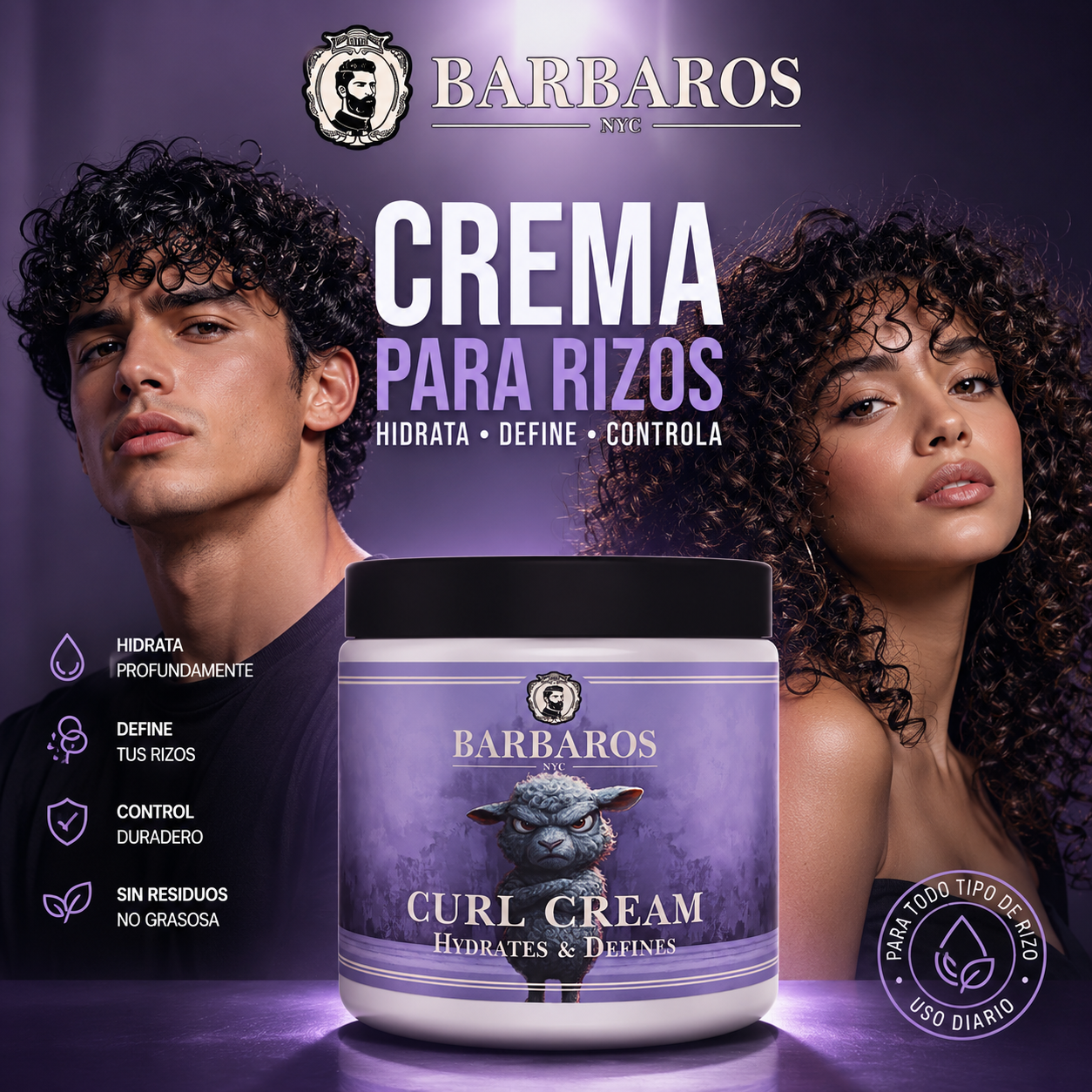 Crema para rizos BARBAROS