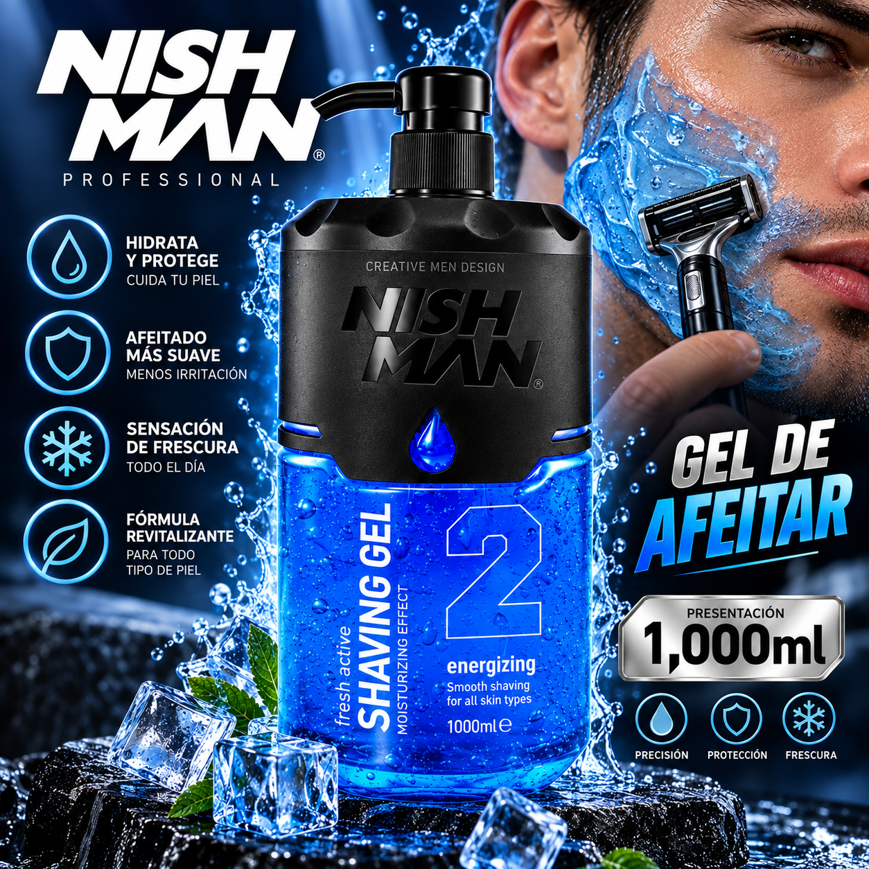 GEL DE AFEITAR NISHMAN DE 1,000ML
